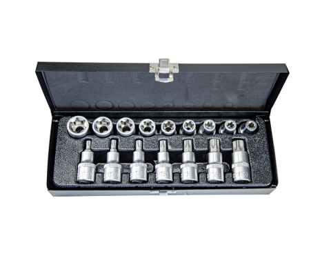 16 Parça 1/2inç CR-V Torx ve E Tipi Torx Lokma Seti